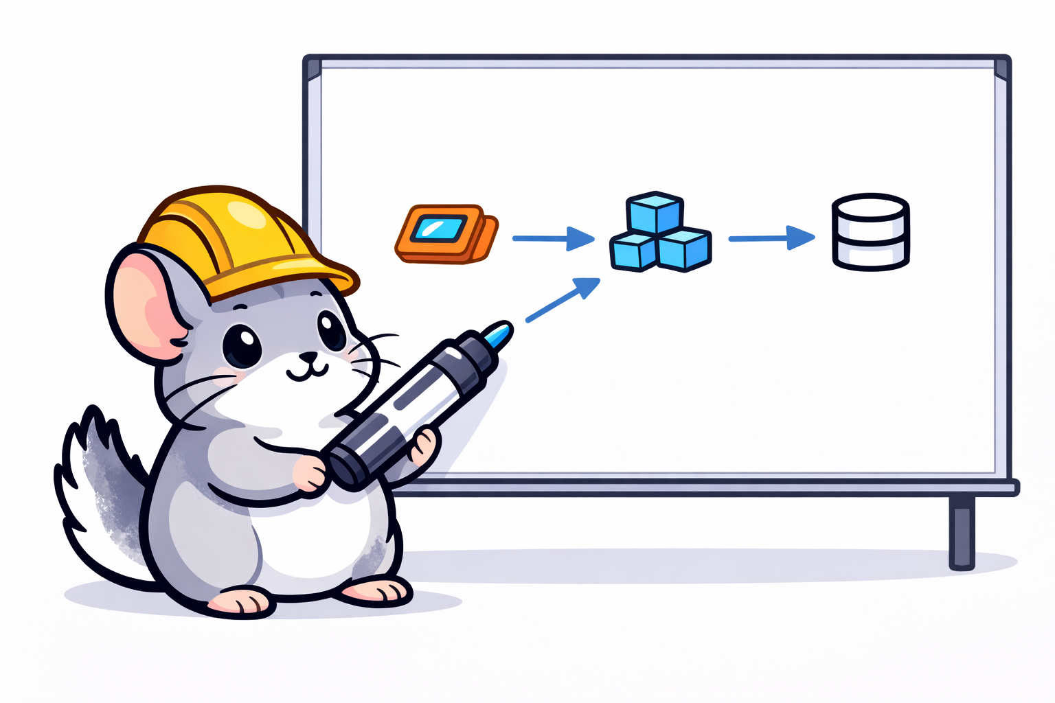 Chinilla designing a system on a whiteboard